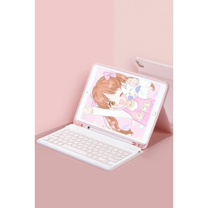 Xiaomi Pad 6 Kılıf KC01 Smart Klavyeli Tablet Kılıfı - Pembe