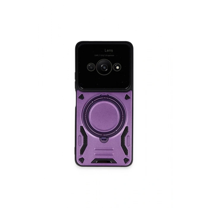 Xiaomi Poco C61 Kılıf Joy Lens Standlı Kapak - Mor