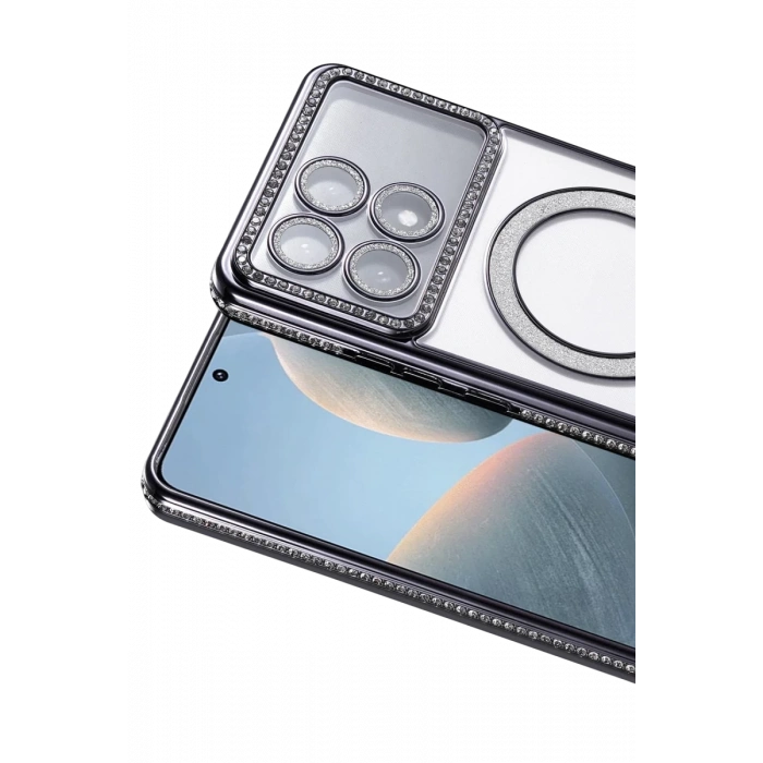 Xiaomi Poco X6 Pro Uyumlu Joke Simli Magneticsafe Kılıf - Siyah