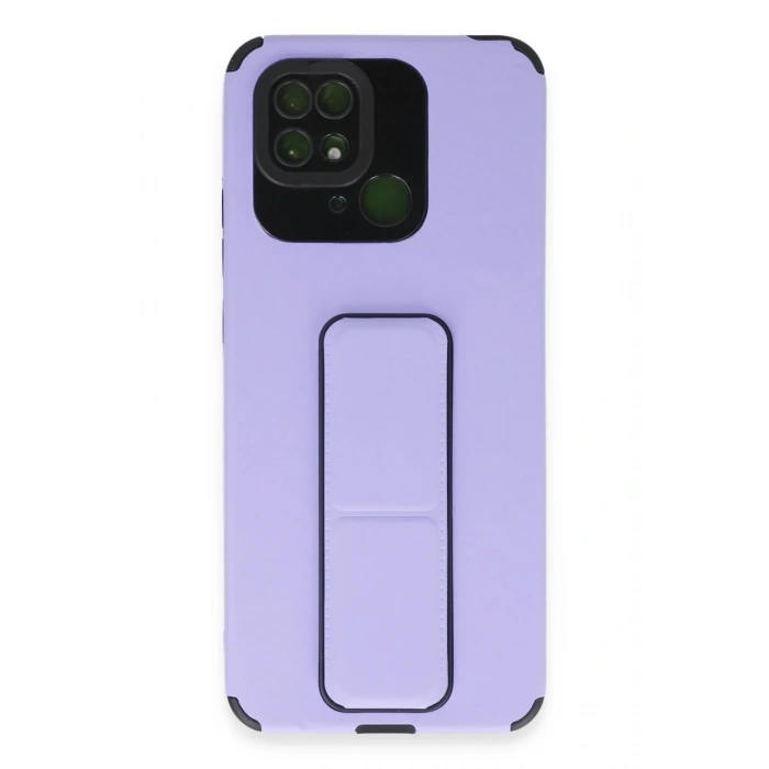 Xiaomi Redmi 10C Uyumlu Kılıf Mega Standlı Silikon - Lila