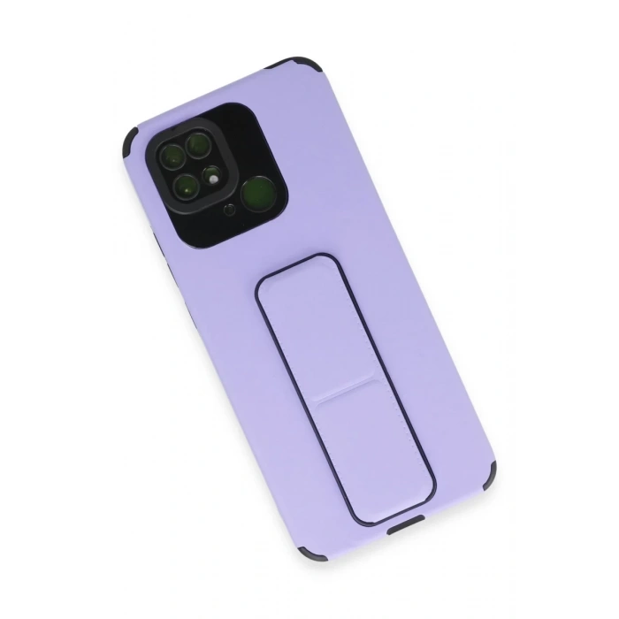 Xiaomi Redmi 10C Uyumlu Kılıf Mega Standlı Silikon - Lila