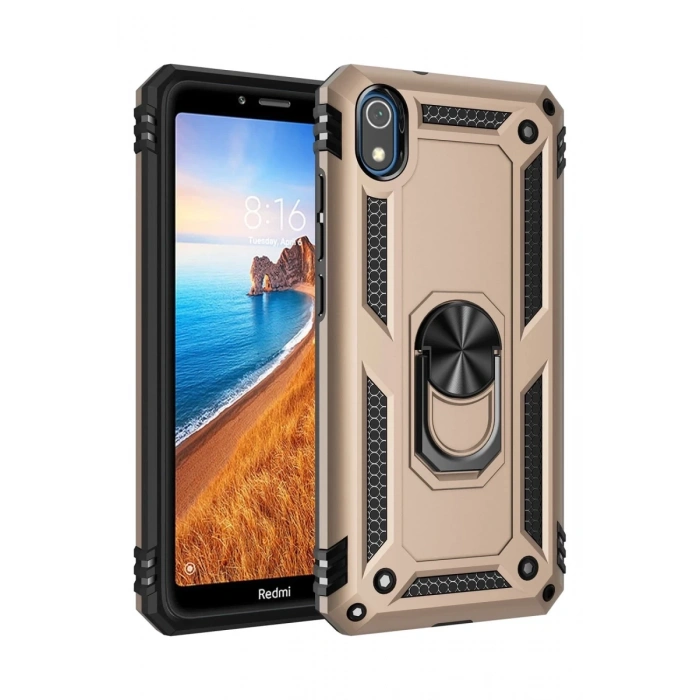 Xiaomi Redmi 7A Uyumlu Kılıf Sofya Yüzüklü Silikon Kapak - Gold