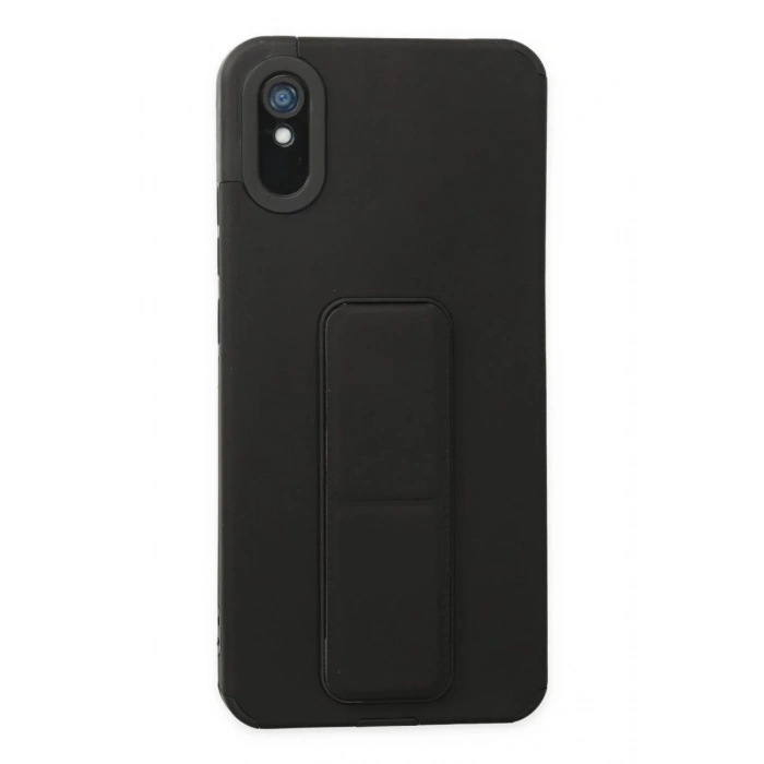 Xiaomi Redmi 9A Uyumlu Kılıf Mega Standlı Silikon - Siyah