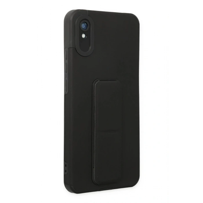 Xiaomi Redmi 9A Uyumlu Kılıf Mega Standlı Silikon - Siyah
