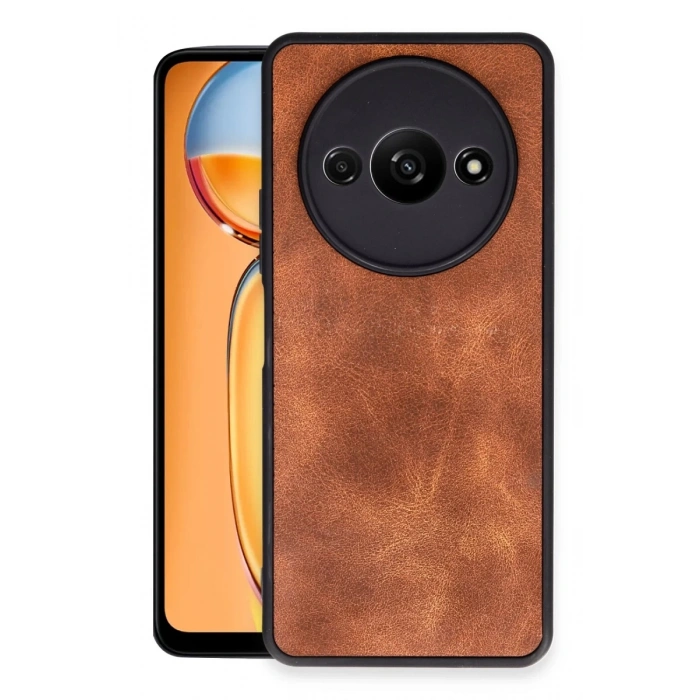 Xiaomi Redmi A3 4G Uyumlu Kılıf Aras Deri Kapak - Taba