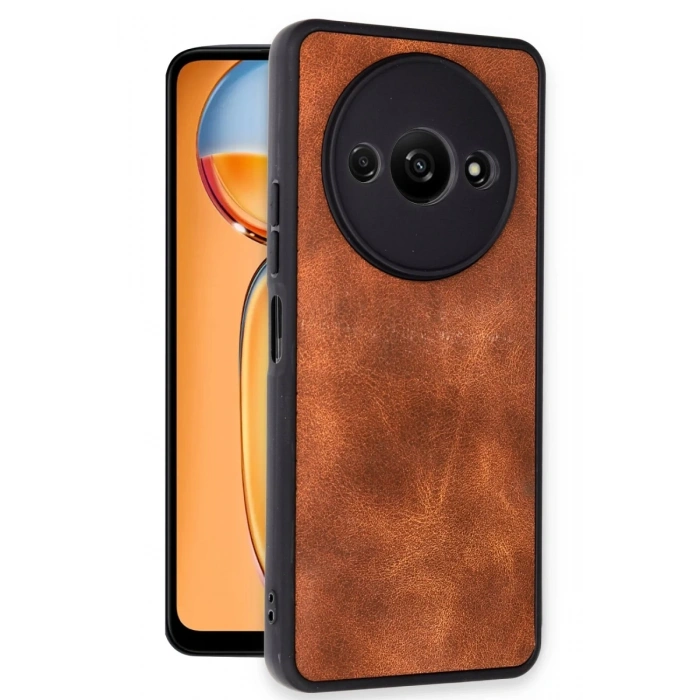 Xiaomi Redmi A3 4G Uyumlu Kılıf Aras Deri Kapak - Taba