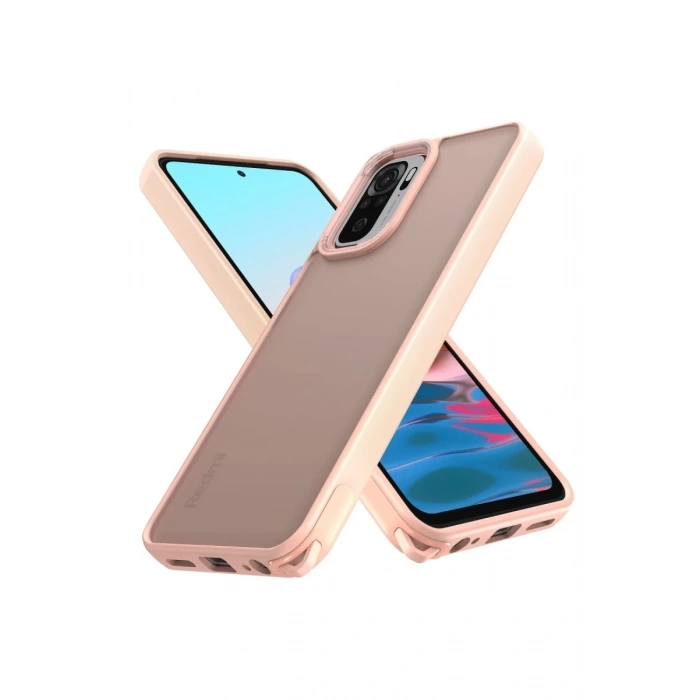 Xiaomi Redmi Note 10 Pro Uyumlu Kılıf Elegant Kapak - Pudra