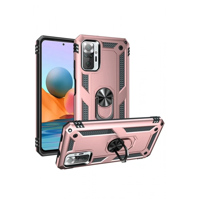 Xiaomi Redmi Note 10 Pro Uyumlu Kılıf Sofya Yüzüklü Silikon Kapak - Rose
