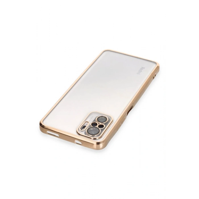 Xiaomi Redmi Note 10 Uyumlu Kılıf Lensli Silikon - Gold