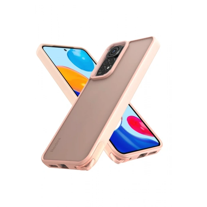 Xiaomi Redmi Note 11 Uyumlu Kılıf Elegant Kapak - Pudra