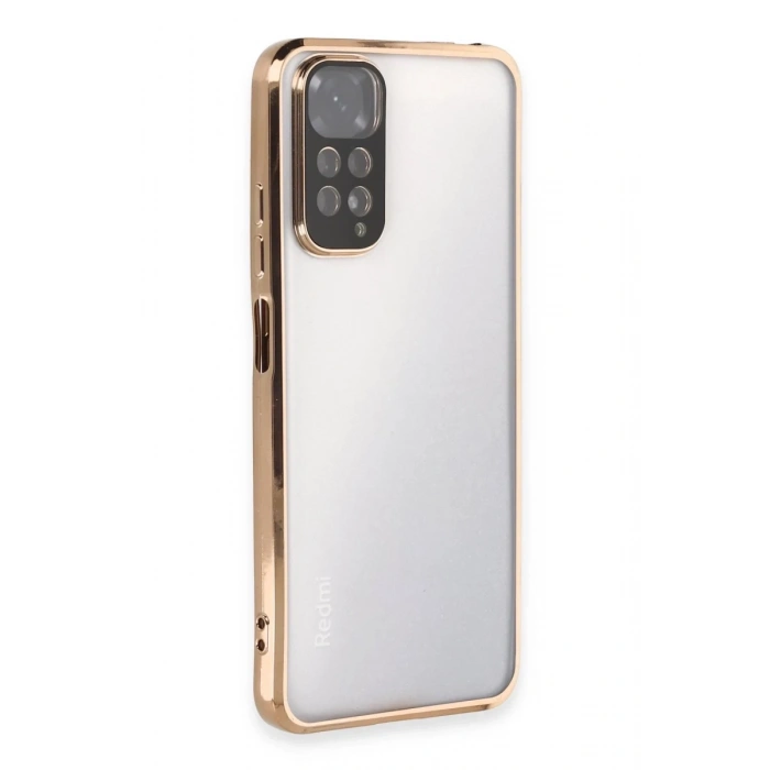 Xiaomi Redmi Note 11 Uyumlu Kılıf Lensli Silikon - Gold