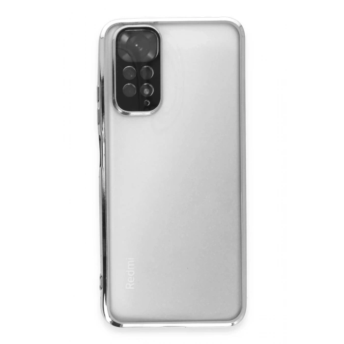 Xiaomi Redmi Note 11 Uyumlu Kılıf Lensli Silikon - Gümüş