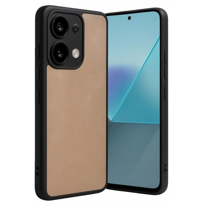 Xiaomi Redmi Note 13 4G Uyumlu Kılıf Aras Deri Kapak - Pudra