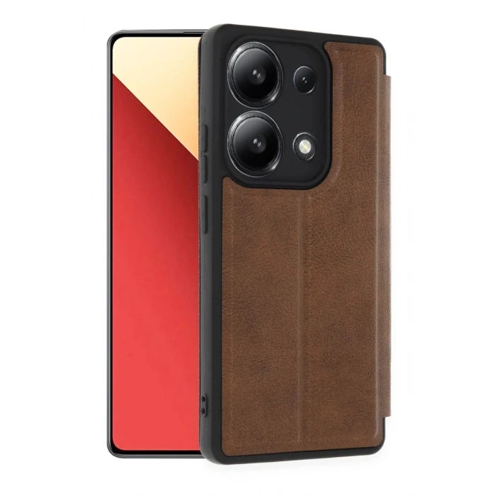 Xiaomi Redmi Note 13 4G Uyumlu Kılıf Flip Cover - Taba