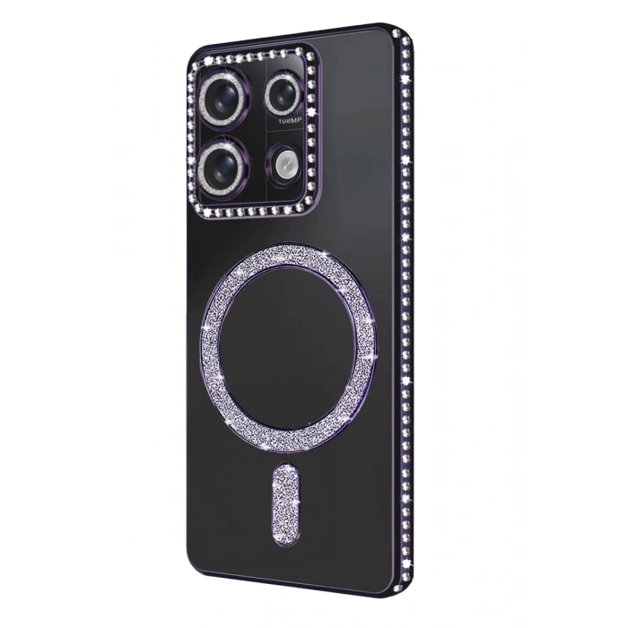 Xiaomi Redmi Note 13 Pro 4G Uyumlu Joke Simli Magneticsafe Kılıf - Derin Mor
