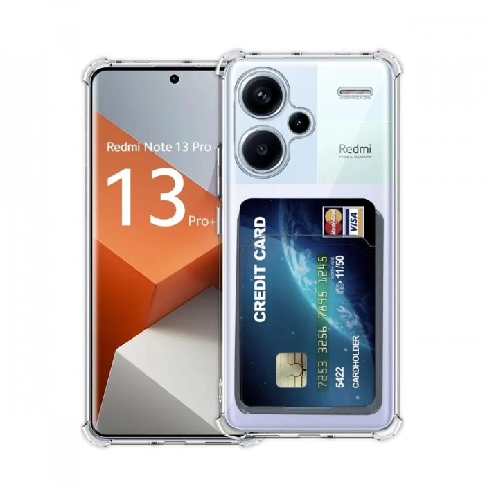 Xiaomi Redmi Note 13 Pro Plus Uyumlu Kılıf Kart Şeffaf Silikon - Şeffaf