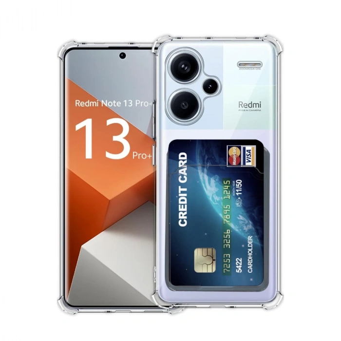 Xiaomi Redmi Note 13 Pro Plus Uyumlu Kılıf Kart Şeffaf Silikon - Şeffaf