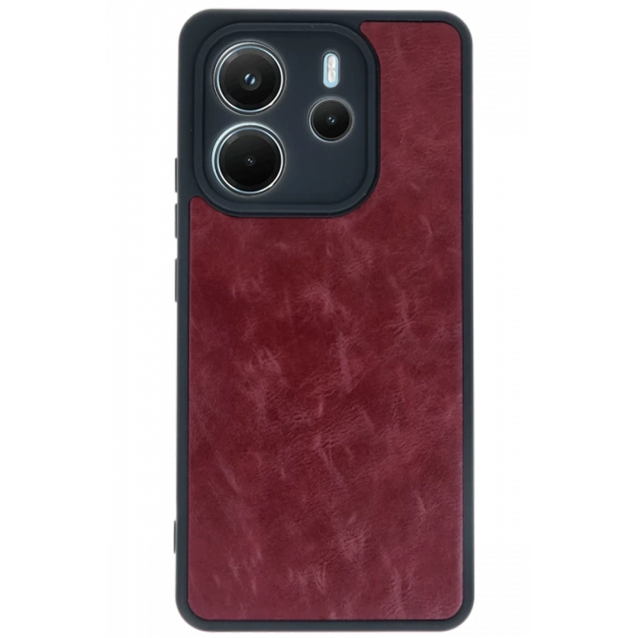 Xiaomi Redmi Note 14 4G Uyumlu Kılıf Aras Deri Kapak - Bordo