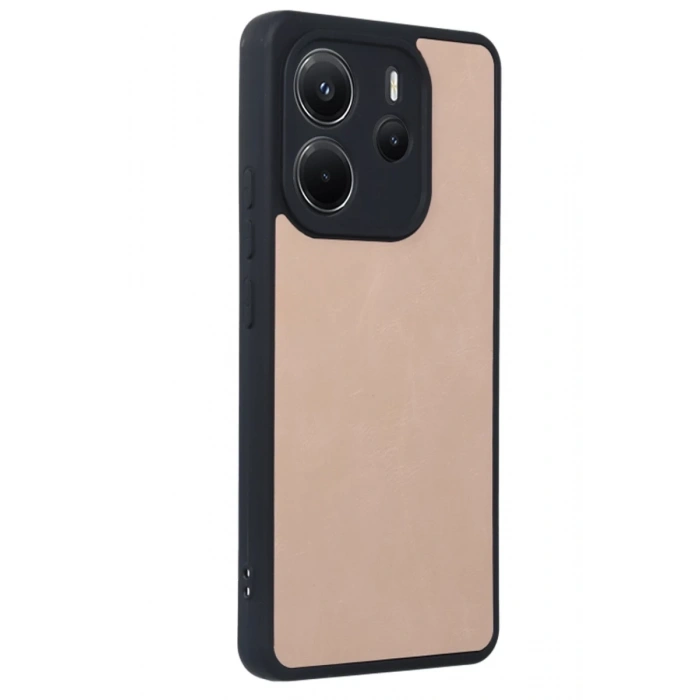 Xiaomi Redmi Note 14 4G Uyumlu Kılıf Aras Deri Kapak - Pudra