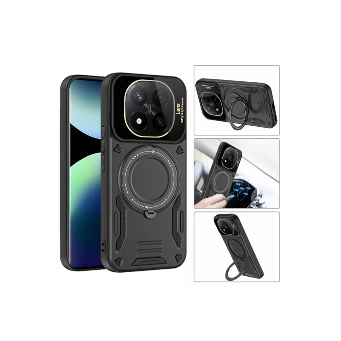 Xiaomi Redmi Note 14 Pro Plus Uyumlu Kılıf Joy Lens Standlı Kapak - Mor