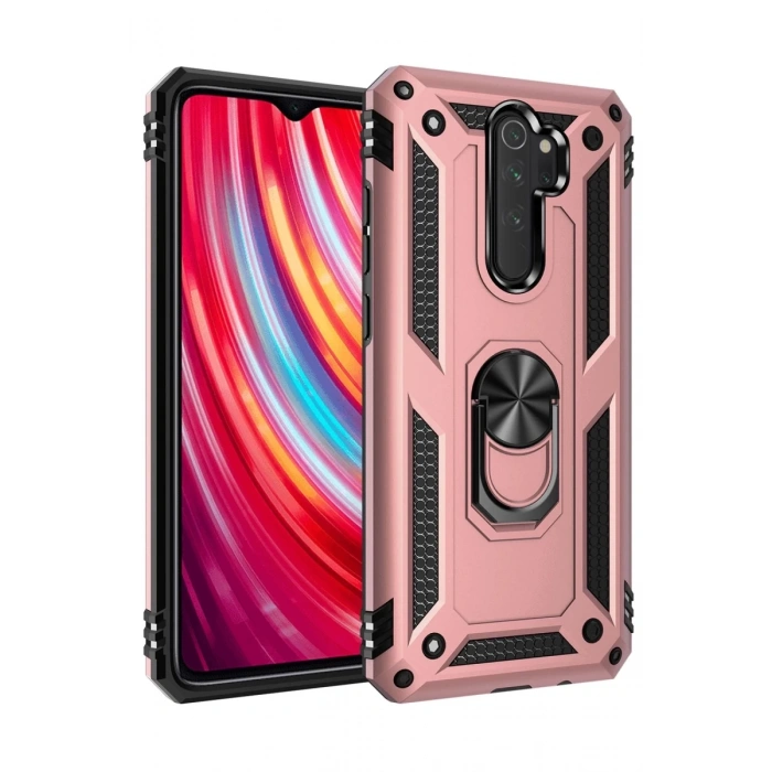 Xiaomi Redmi Note 8 Pro Uyumlu Kılıf Sofya Yüzüklü Silikon Kapak - Rose