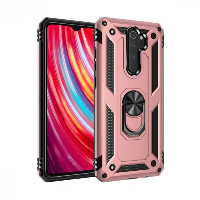 Xiaomi Redmi Note 8 Pro Uyumlu Kılıf Sofya Yüzüklü Silikon Kapak - Rose