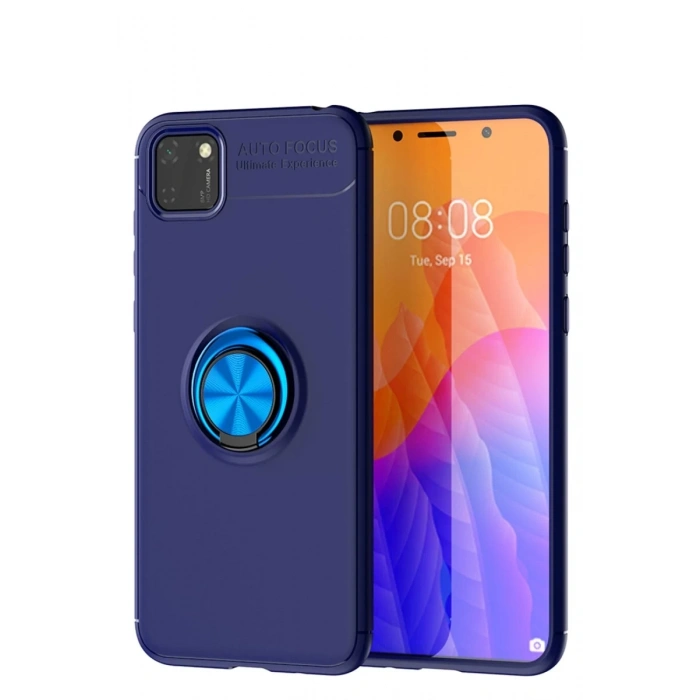 Huawei Y5P Kılıf Range Yüzüklü Silikon - Mavi