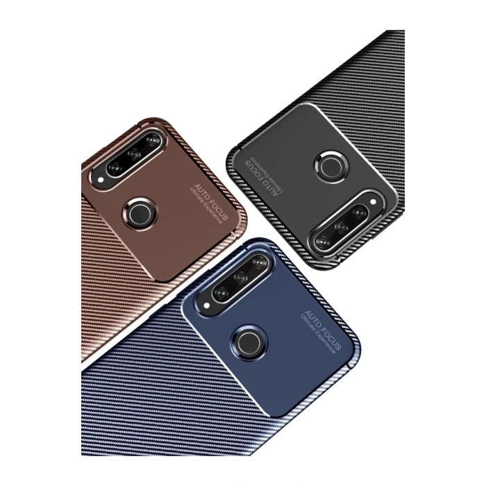 Huawei Y6P Kılıf Auto Focus Karbon Kapak - Siyah