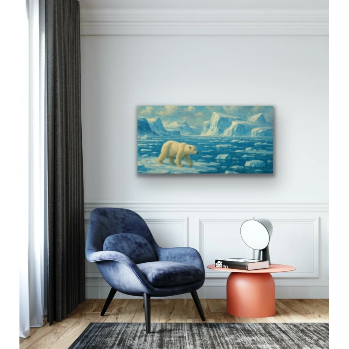 Yalnız Kutup Ayısı Kanvas Tablo 60x120cm