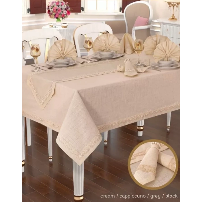Zara Linen 12 Kişilik 26 Parça 155 × 220 cm Premium Sofra Takımı