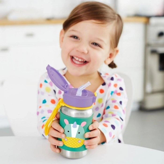 Zoo Pipetli Paslanmaz Çelik Suluk 350 ml Unicorn