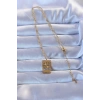 316L Çelik Gold Renk İşlemeli Yonca Model Vintage Kolye