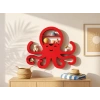 3D Baskı Ahtapot Duvar Rafı - Dekoratif Mini Raf-Kırmızı