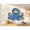 3D Baskı Ahtapot Duvar Rafı - Dekoratif Mini Raf-Mavi
