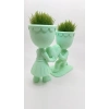 3D Baskı Aşk Saksısı - Kalp Tutan Çift Figürlü Dekoratif Saksı - Mint