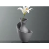 3D Baskı Bold Vazo - Akışkan Formlu Dekoratif Vazo-Gri