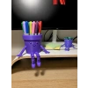 3D Baskı Hareketli Gülen Kalemlik - Eklemli Masaüstü Organizer - Mor