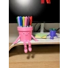 3D Baskı Hareketli Gülen Kalemlik - Eklemli Masaüstü Organizer - Pembe