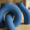 3D Baskı Interlocking Vazo - İç İçe Geçen Dekoratif Vazo-Mavi