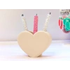 3D Baskı Kalp Şekilli Kalemlik - Masaüstü Organizer - Bej