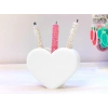 3D Baskı Kalp Şekilli Kalemlik - Masaüstü Organizer - Beyaz