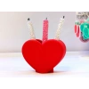 3D Baskı Kalp Şekilli Kalemlik - Masaüstü Organizer - Kırmızı