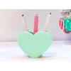 3D Baskı Kalp Şekilli Kalemlik - Masaüstü Organizer - Mint