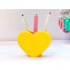 3D Baskı Kalp Şekilli Kalemlik - Masaüstü Organizer - Sarı