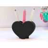 3D Baskı Kalp Şekilli Kalemlik - Masaüstü Organizer - Siyah