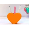 3D Baskı Kalp Şekilli Kalemlik - Masaüstü Organizer - Turuncu