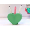 3D Baskı Kalp Şekilli Kalemlik - Masaüstü Organizer - Yeşil