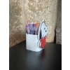 3D Baskı Kalp Tutan Sevimli Köpek Figürlü Kalemlik - Masaüstü Organizer