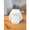 3D Baskı Kapüşonlu Sweatshirt Kalemlik - Masaüstü Organizer-Beyaz