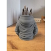 3D Baskı Kapüşonlu Sweatshirt Kalemlik - Masaüstü Organizer-Gri